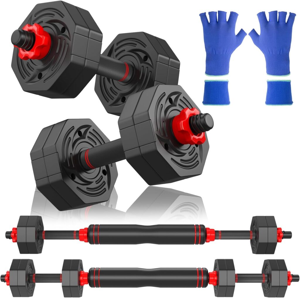 20LBS 44LBS Dumbbells Set of 2,Kettlebell Weights Dumbbells Set Adjustable,Dumbbell Weights Sets with Connector for Women Man,Free Weights Barbell Fitness Equipment for Workout Strength Training