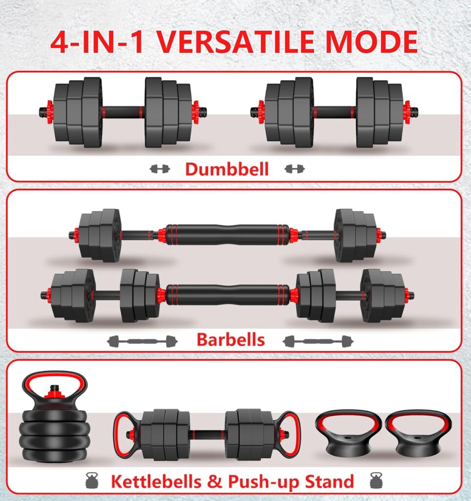 20LBS 44LBS Dumbbells Set of 2,Kettlebell Weights Dumbbells Set Adjustable,Dumbbell Weights Sets with Connector for Women Man,Free Weights Barbell Fitness Equipment for Workout Strength Training