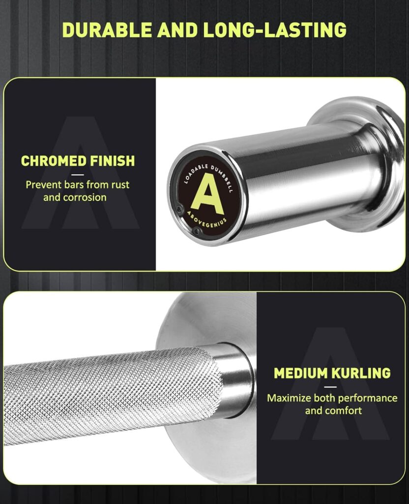 AboveGenius Pair of 16 Olympic Dumbbell Handles Loadable Dumbbell Bars for 2-inch Olympic Weight Plates Ideal for Home Gym Strength Training, 2 Pair of Spring Collars Included