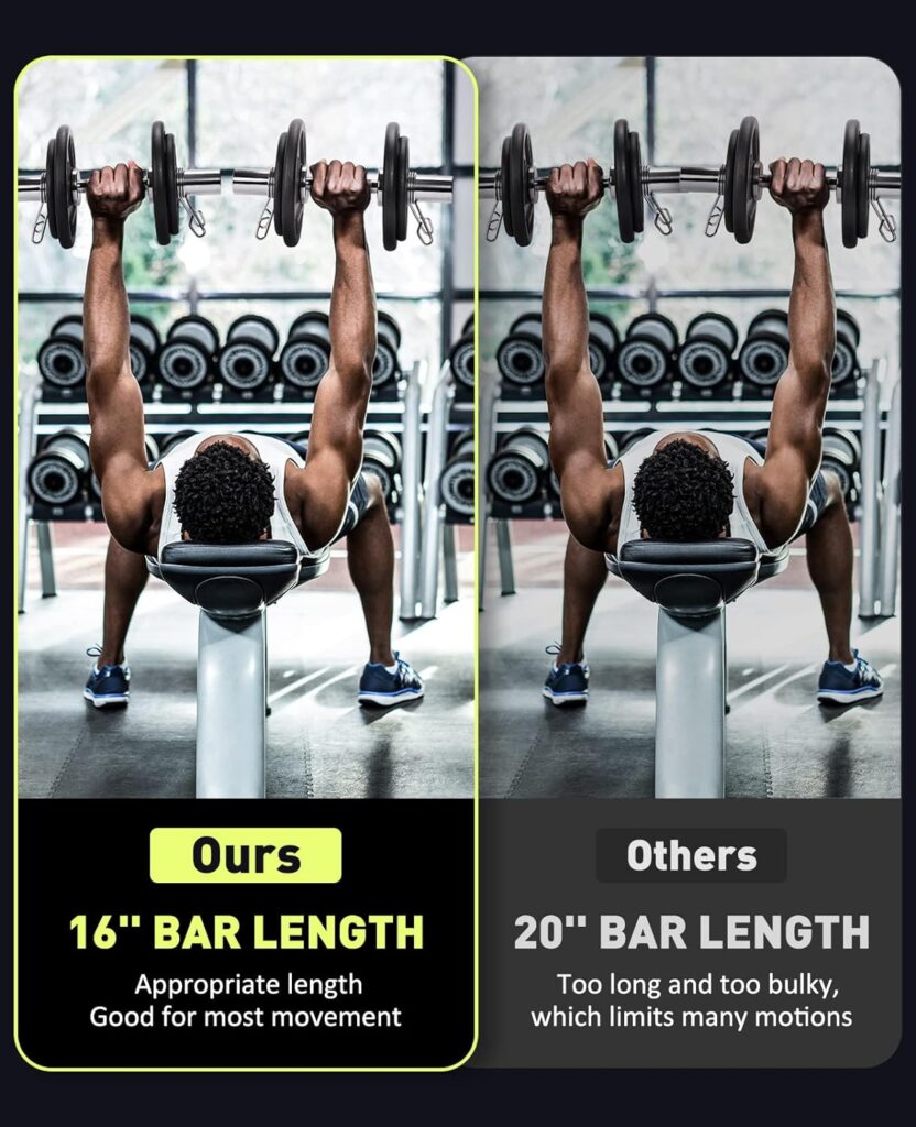 AboveGenius Pair of 16 Olympic Dumbbell Handles Loadable Dumbbell Bars for 2-inch Olympic Weight Plates Ideal for Home Gym Strength Training, 2 Pair of Spring Collars Included