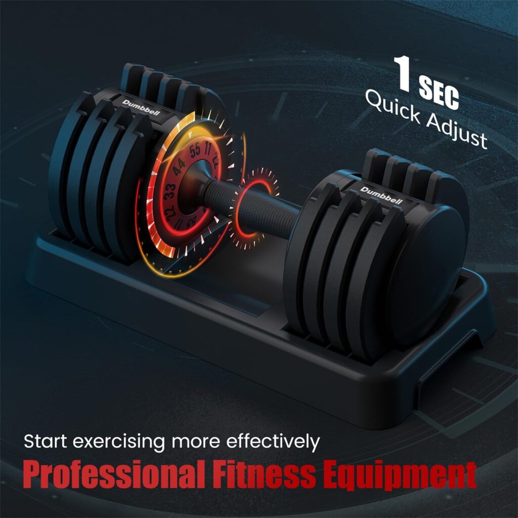Adjustable Dumbbell 55LB Single Dumbbell 5 in 1 Free Dumbbell Weight Adjust with Anti-Slip Metal Handle, Ideal for Full-Body Home Gym Workouts