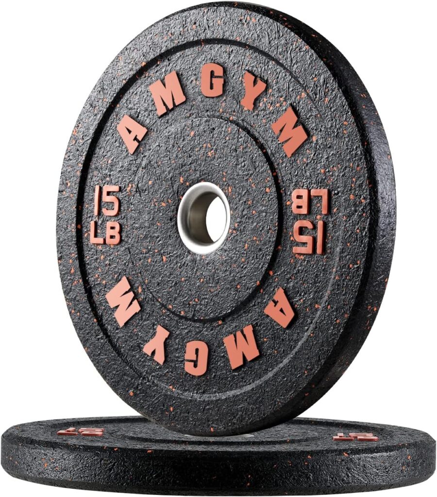 AMGYM Bumper Plates,2-Inch Olympic Weight Plates Hi-Bounce for Weight Lifting and Strength Training, Pairs or Sets