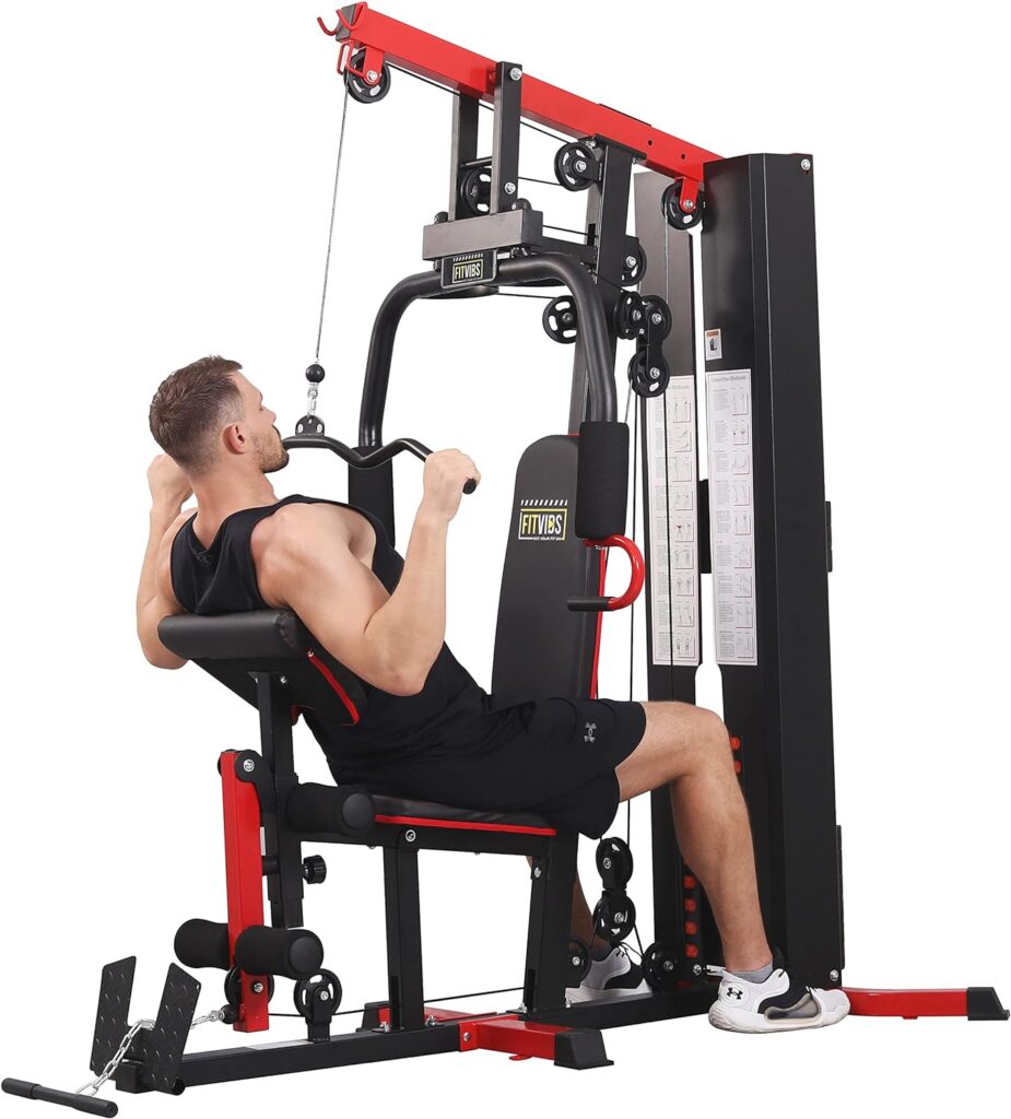 BalanceFrom Multifunctional Home Gym System Workout Station with Leg Extension and Preacher Curl, 122.5LB Weight Stack, Multiple Models