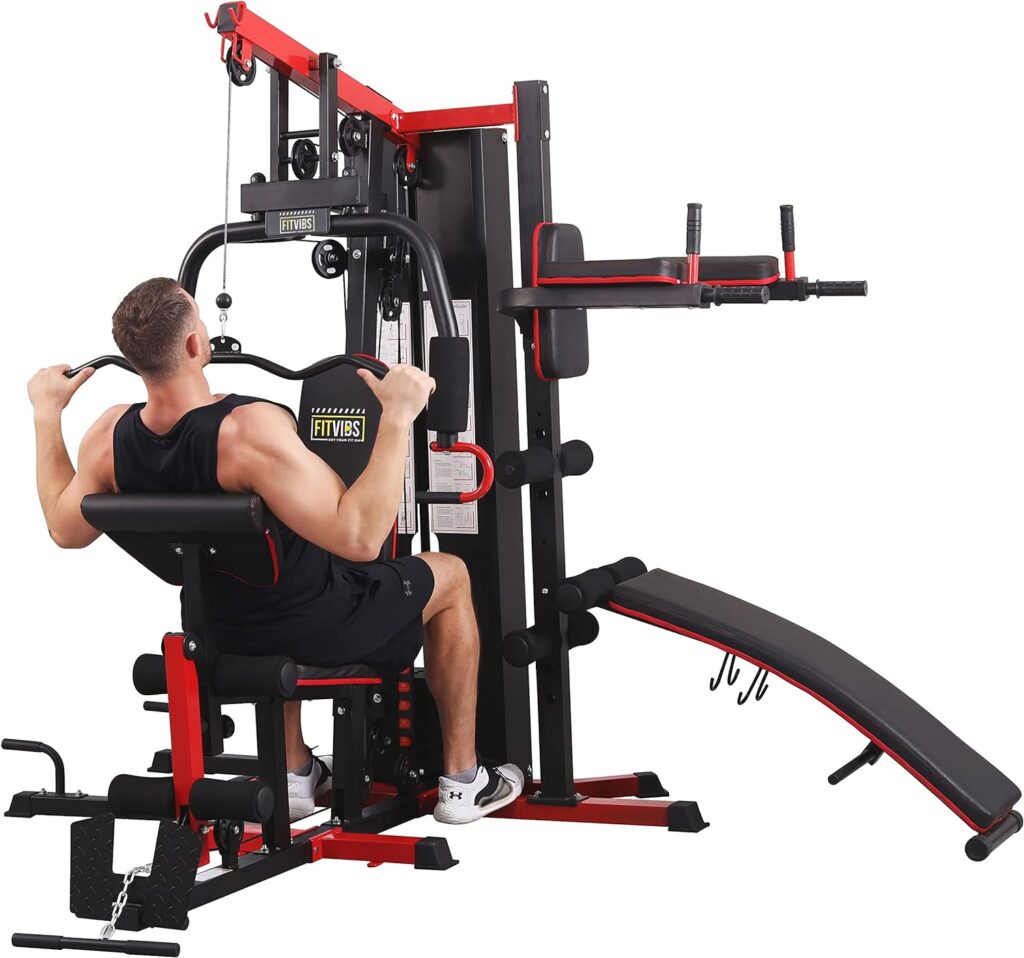 BalanceFrom Multifunctional Home Gym System Workout Station with Leg Extension and Preacher Curl, 122.5LB Weight Stack, Multiple Models