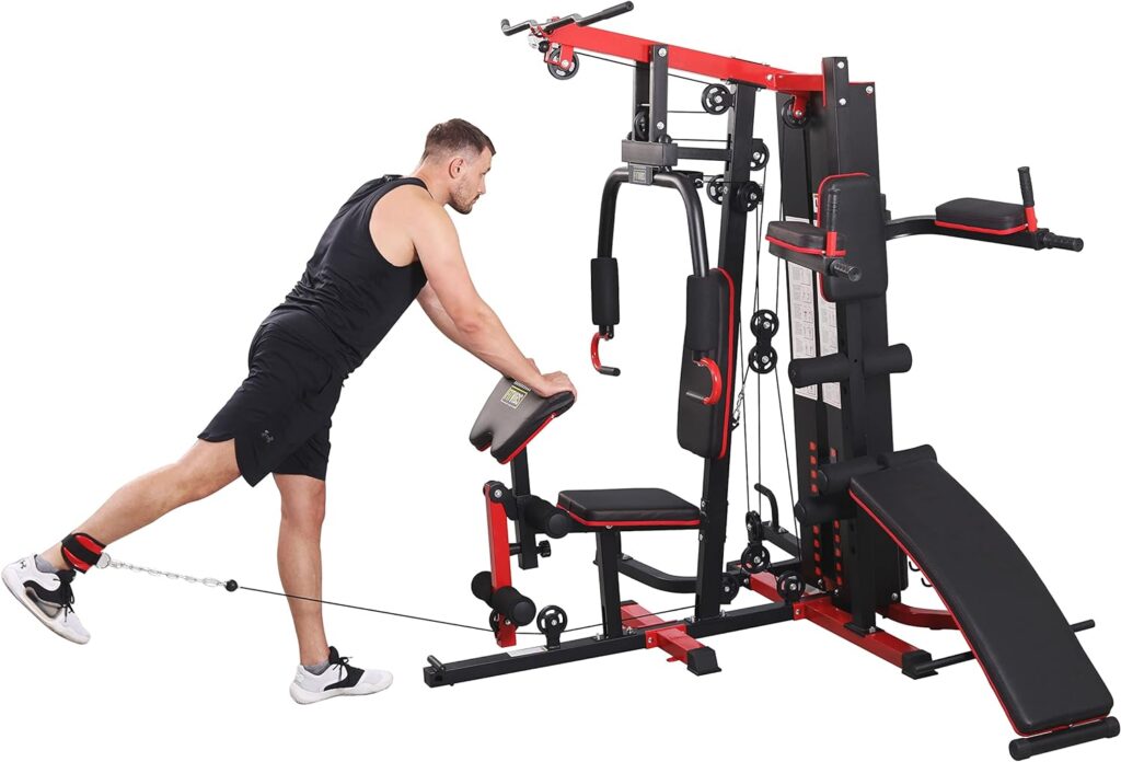 BalanceFrom Multifunctional Home Gym System Workout Station with Leg Extension and Preacher Curl, 122.5LB Weight Stack, Multiple Models