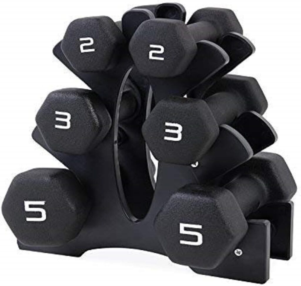 CAP Barbell Neoprene Dumbbell Set with Rack, 20 Pounds, Black