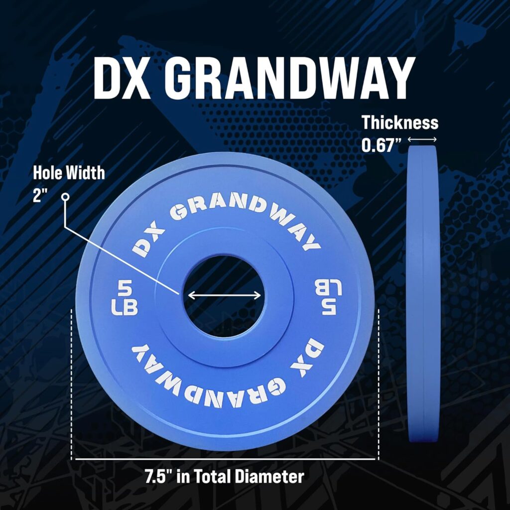 DX Grandway Fitness Change Weight Plates 1.25LB 2.5LB 5LB Pairs Support Plates Olympic Plates for Weight Lifting Bumper Weight Plates Steel Rubber Strength Training Weight Plates