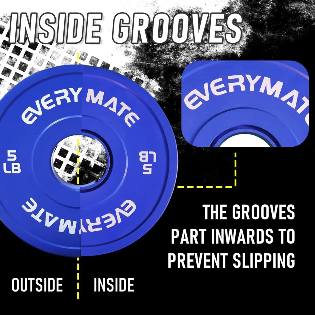 EVERYMATE Change Weight Plates 1.25LB 2.5LB 5LB Set Fractional Plate Olympic Bumper Plates for Cross Training Bumper Weight Plates Steel Insert Strength Training Weight Plates