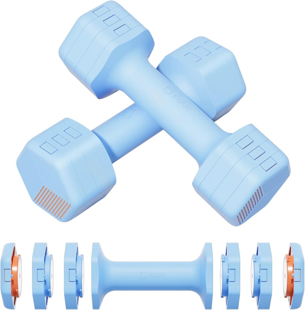 Fiar Adjustable Weight Dumbbells Set- A Pair 4lb 6lb 8lb 10lb (2-5lb Each) Free Weights Set for Home Gym Equipment Workouts Strength Training for Women, Men,Teens 3 Colors