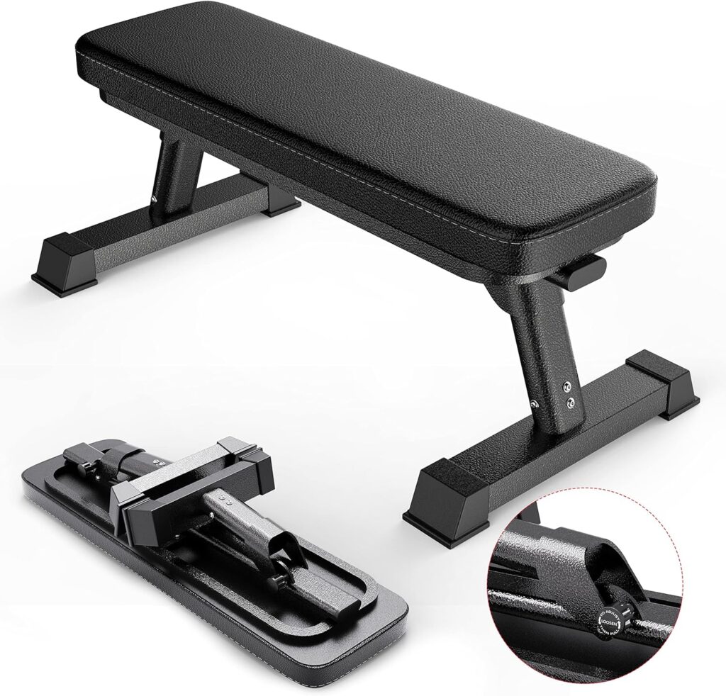 Finer Form Gym Quality Foldable Weight Bench for Multi-Purpose Weight Training and Ab Exercises. Perfect Foldaway Bench for Adjustable Dumbbells or a Barbell Weight Set. Do Bench Press, Core Workouts, Upper Body or Legs with One Convenient Bench.