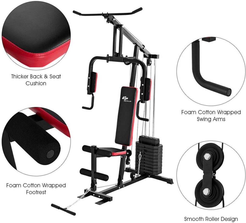 Goplus Multifunction Home Gym System Weight Training Exercise Workout Equipment Fitness Strength Machine for Total Body Training