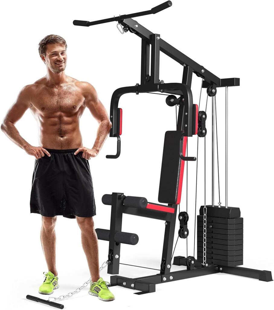 GYMAX Weight Training Machine, Multifunctional Strength Training Machine Equipment with 100 lbs Weight Stack, Suitable for Home Gym System Weight Training Exercise Workout