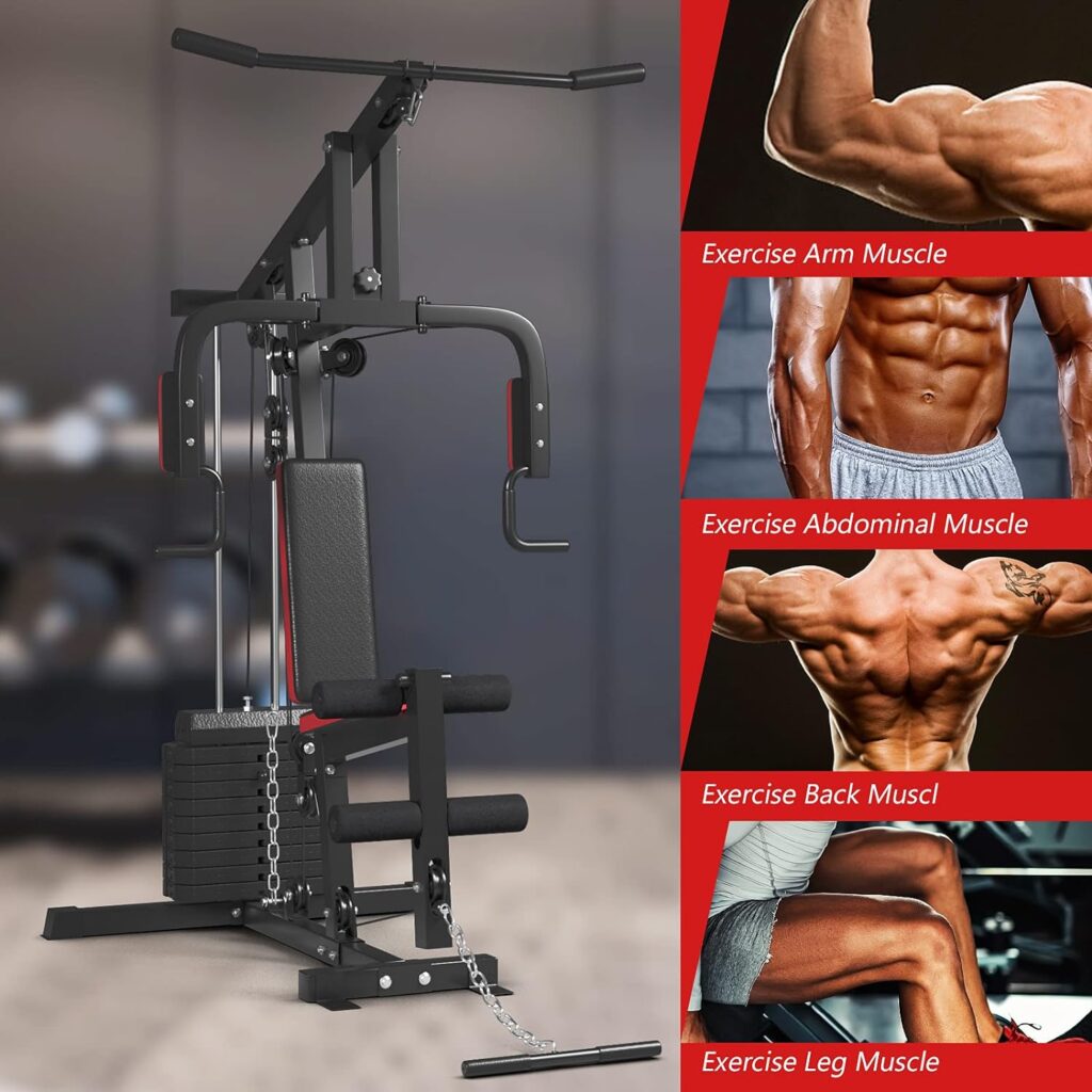GYMAX Weight Training Machine, Multifunctional Strength Training Machine Equipment with 100 lbs Weight Stack, Suitable for Home Gym System Weight Training Exercise Workout