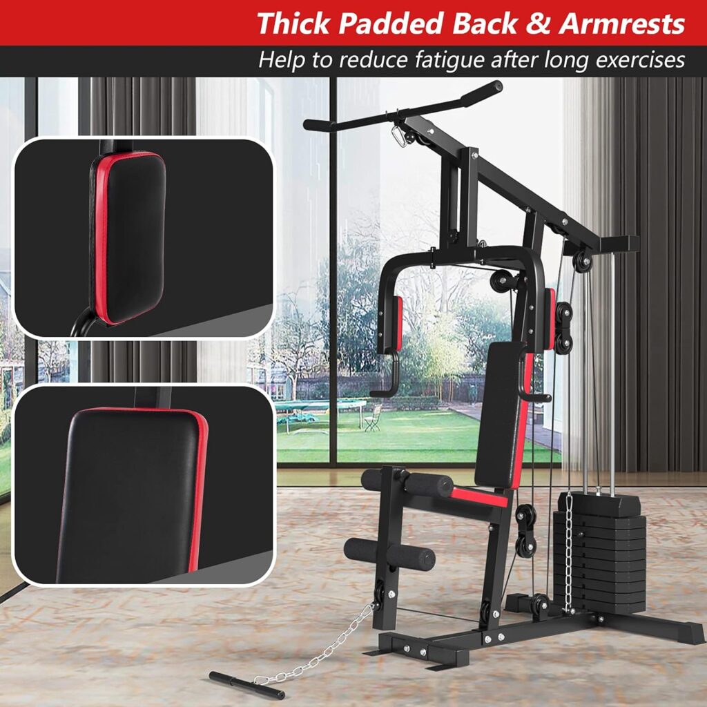 GYMAX Weight Training Machine, Multifunctional Strength Training Machine Equipment with 100 lbs Weight Stack, Suitable for Home Gym System Weight Training Exercise Workout