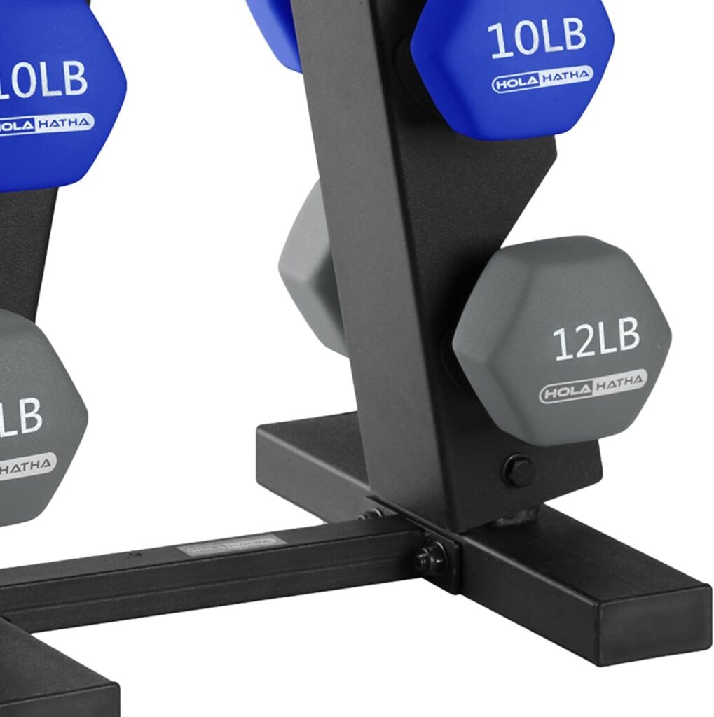 HolaHatha Neoprene Dumbbell Free Hand Weight Set with Storage Rack, Ideal for Home Gym Exercises to Gain Tone and Definition