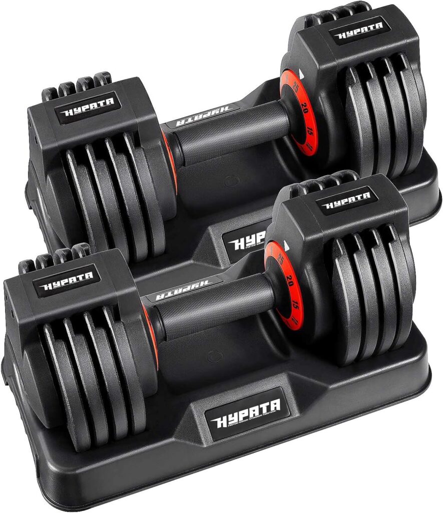 HYPATA 25/55 lbs Pair Adjustable Dumbbell Set, Adjust Dumbbell Weight for Exercises Pair Dumbbells for Men and Women in Home