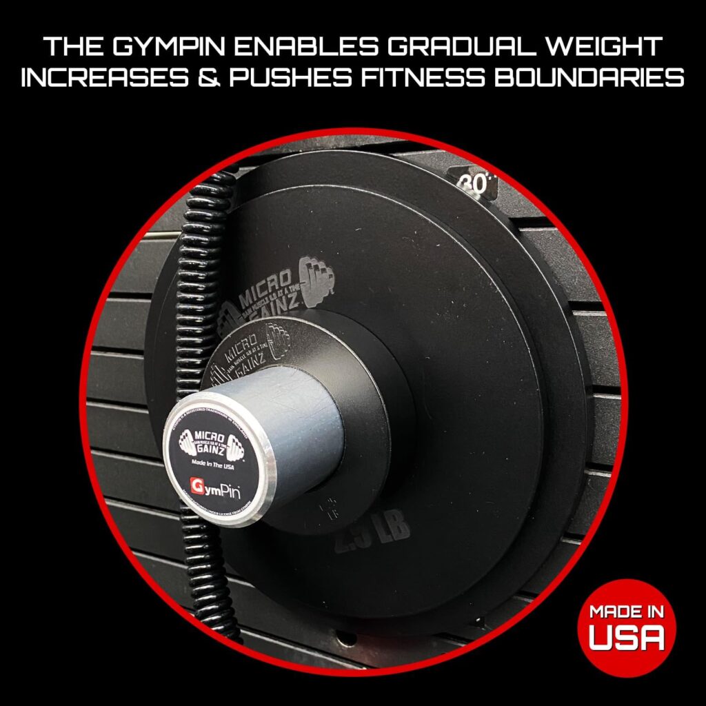 Micro Gainz GymPin Weight Stack Extender Pin for Cable Machine  Home Gym, Designed for Weight Lifting  Strength Training Allowing Additional Olympic Weight Plates, Made in The USA