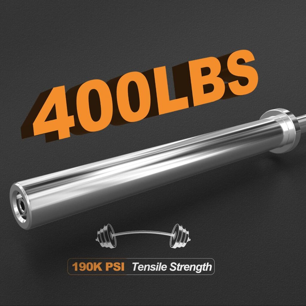 Olympic Barbell Weight Bar for Weightlifting, Bench Press Bar 7ft/6ft/5ft for Strength Training, Rated 500lbs/400lbs/330lbs Weight Capacity
