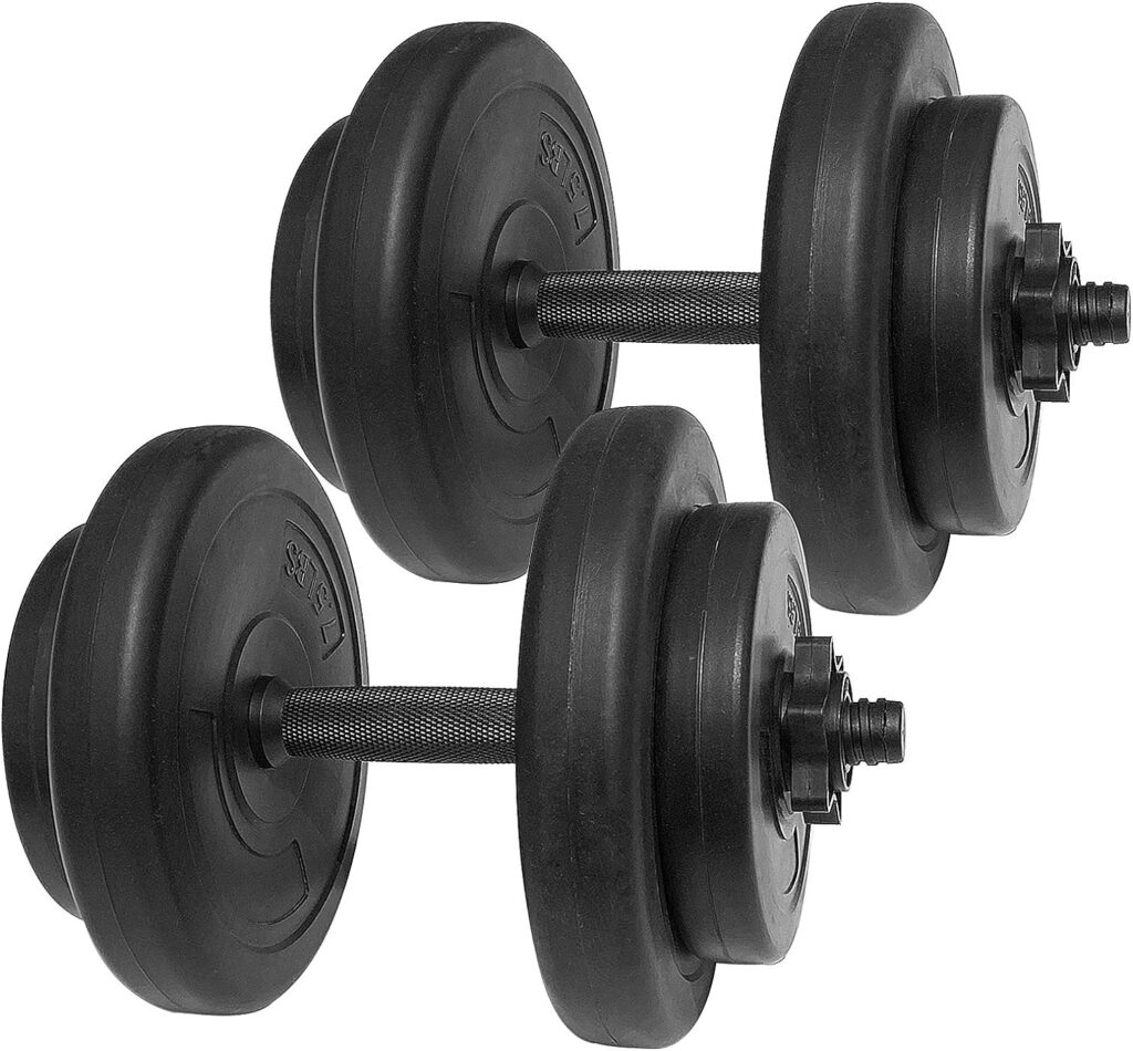 Powergainz Contoured Handle Cast Iron Adjustable Dumbbell Weight Set, 40-Pound Pair, 105-Pound Pair, 200-Pound Pair