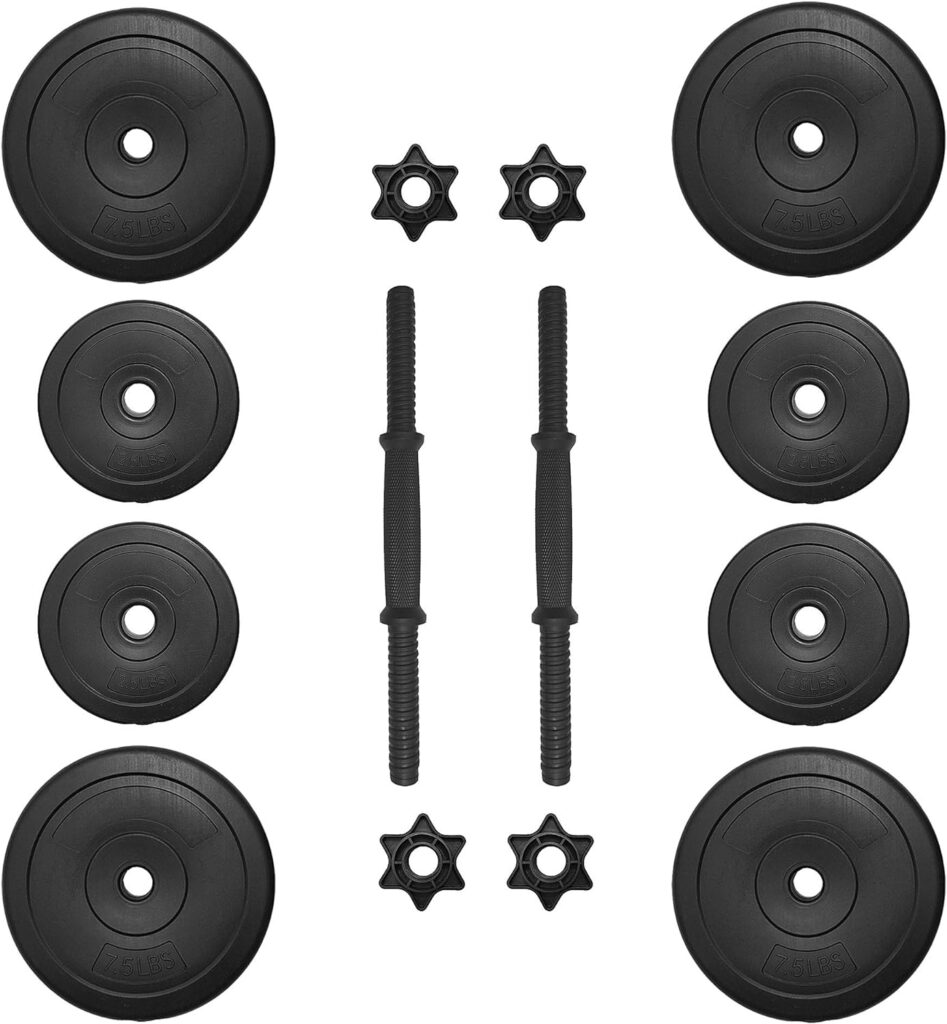 Powergainz Contoured Handle Cast Iron Adjustable Dumbbell Weight Set, 40-Pound Pair, 105-Pound Pair, 200-Pound Pair