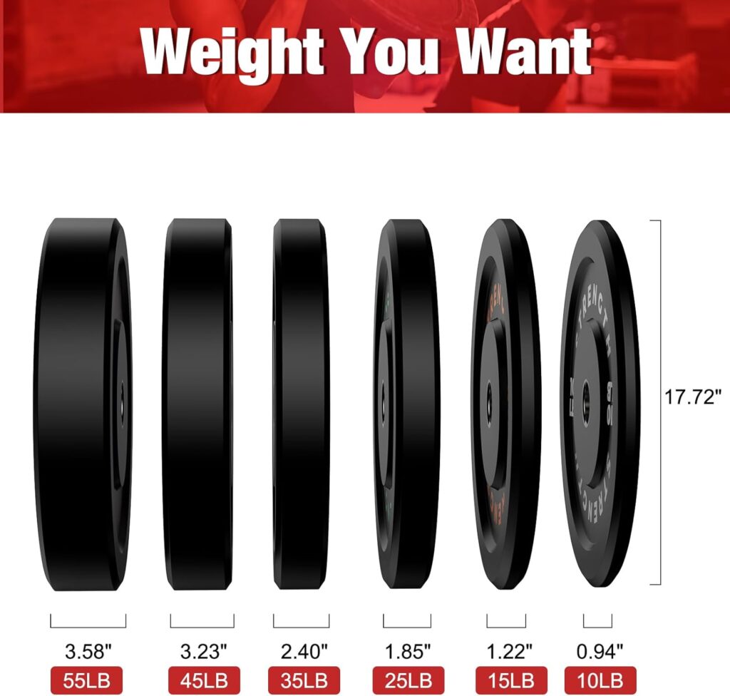 Rendpas Olympic Bumper Plates Set - Virgin Rubber Weights for Strength Training