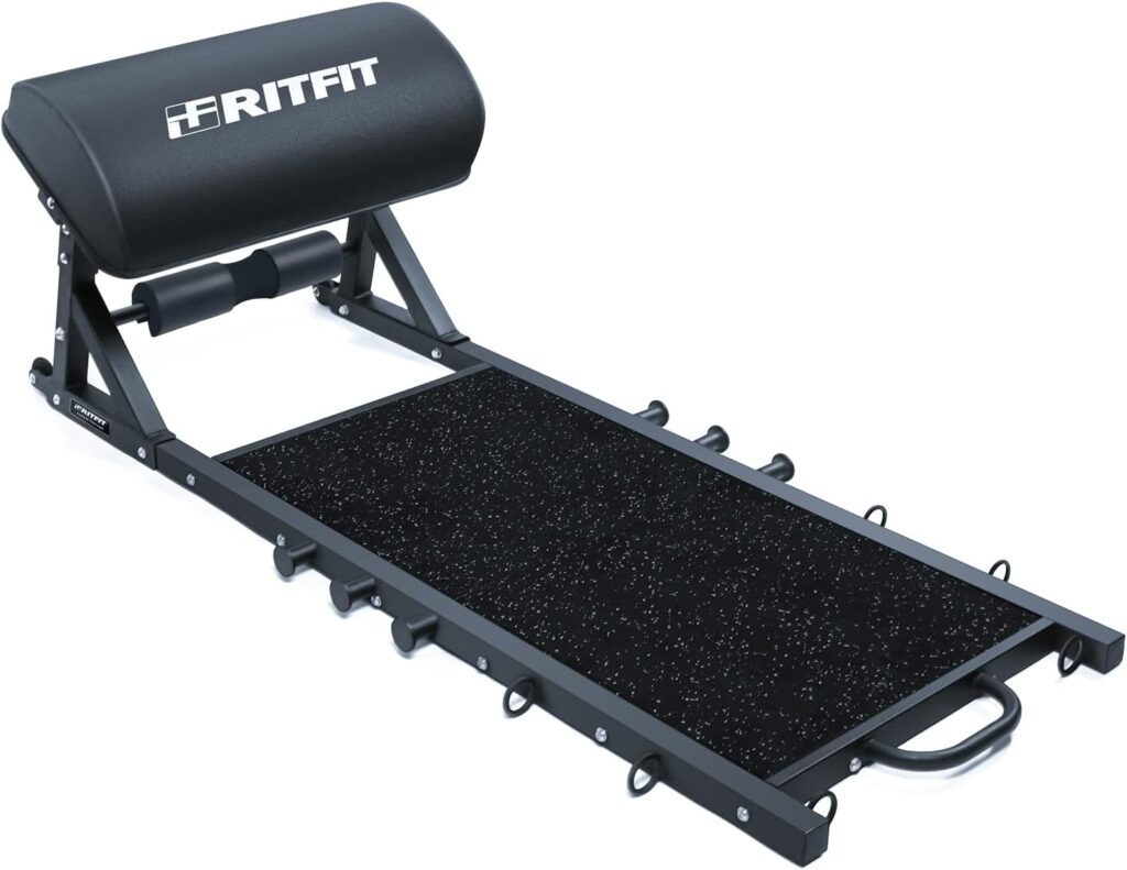 RitFit Multi-Function Hip Thrust Machine Bench Platform HTM-800, 800lbs Capacity Booty Workout Equipment with Thick Back Pad, Barbell Hip Thrust Cover and Band Pegs, for Glute Training Home Gym