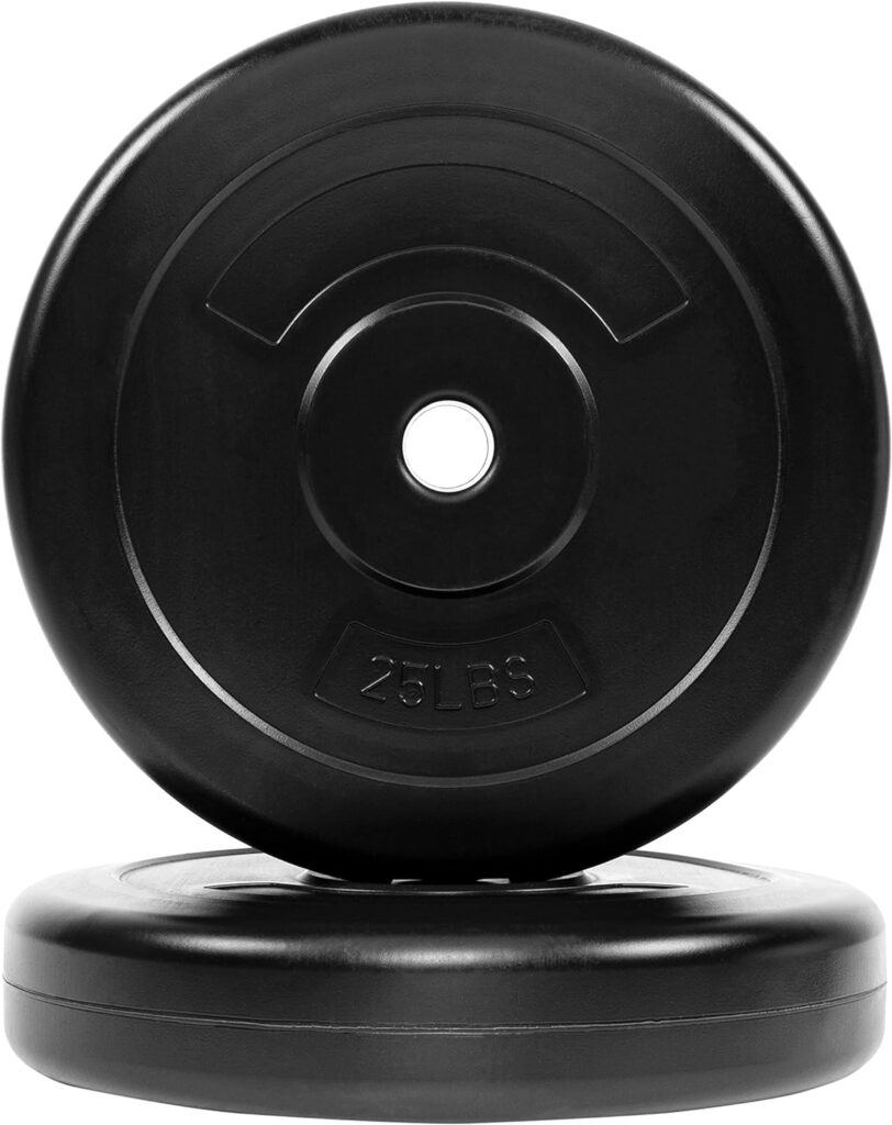 Signature Fitness 100-Pound Weight Set for Home Gym with Six Plates and Optional 1x 5FT Standard Barbell with Locks
