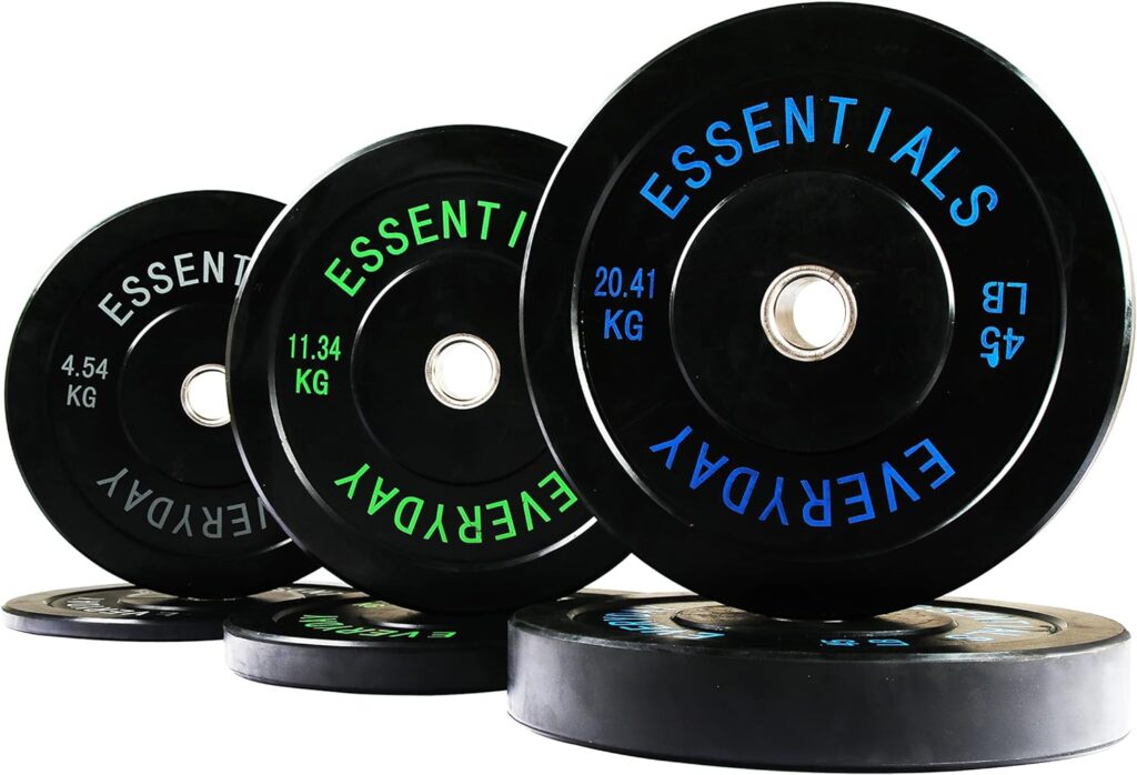 Signature Fitness 2 Olympic Bumper Plate Weight Plates with Steel Hub, Pairs, Singles or Sets