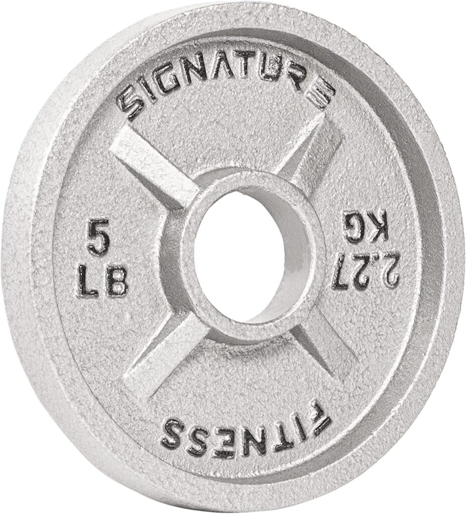 Signature Fitness Deep Dish 2-Inch Olympic Cast Iron Weight Plates with E-Coating