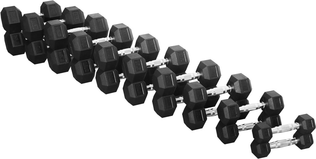 Signature Fitness Rubber Encased Hex Dumbbell
