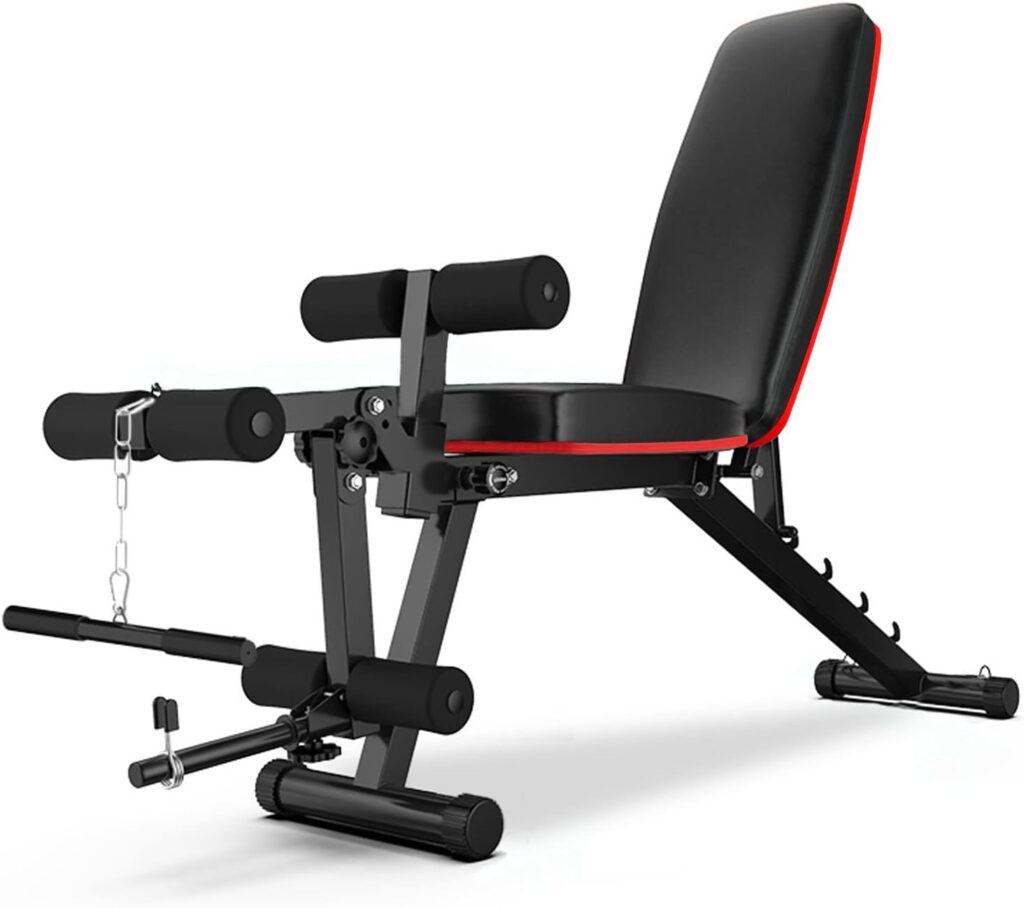Wesfital Weight Bench with Leg Extension and Curl, Adjustable Workout Bench Utility Incline Decline Benches for Home Gym Full Body Exercise  Strength Training