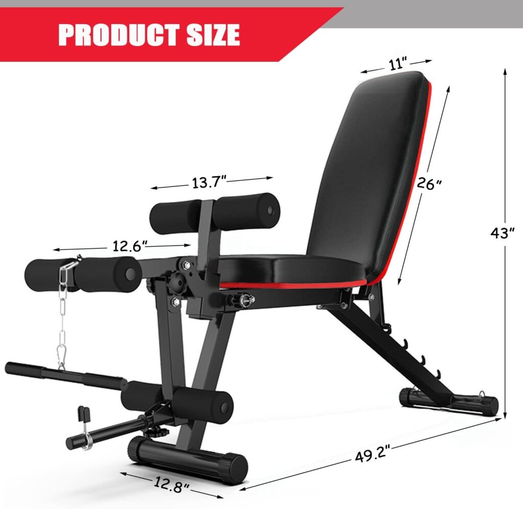Wesfital Weight Bench with Leg Extension and Curl, Adjustable Workout Bench Utility Incline Decline Benches for Home Gym Full Body Exercise  Strength Training