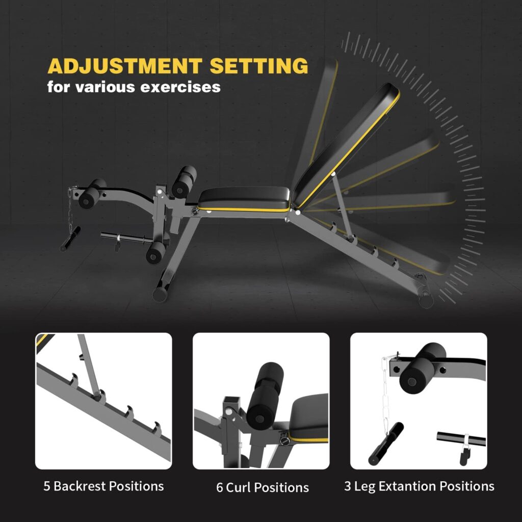 Wesfital Weight Bench with Leg Extension and Curl, Adjustable Workout Bench Utility Incline Decline Benches for Home Gym Full Body Exercise  Strength Training