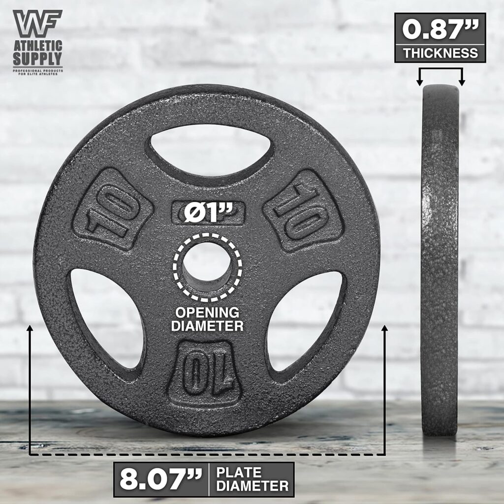 WF Athletic Supply Cast Iron 1-Inch Standard Grip Plate for Strength Training, Muscle Toning, Weight Loss  Crossfit - Multiple Choices Available