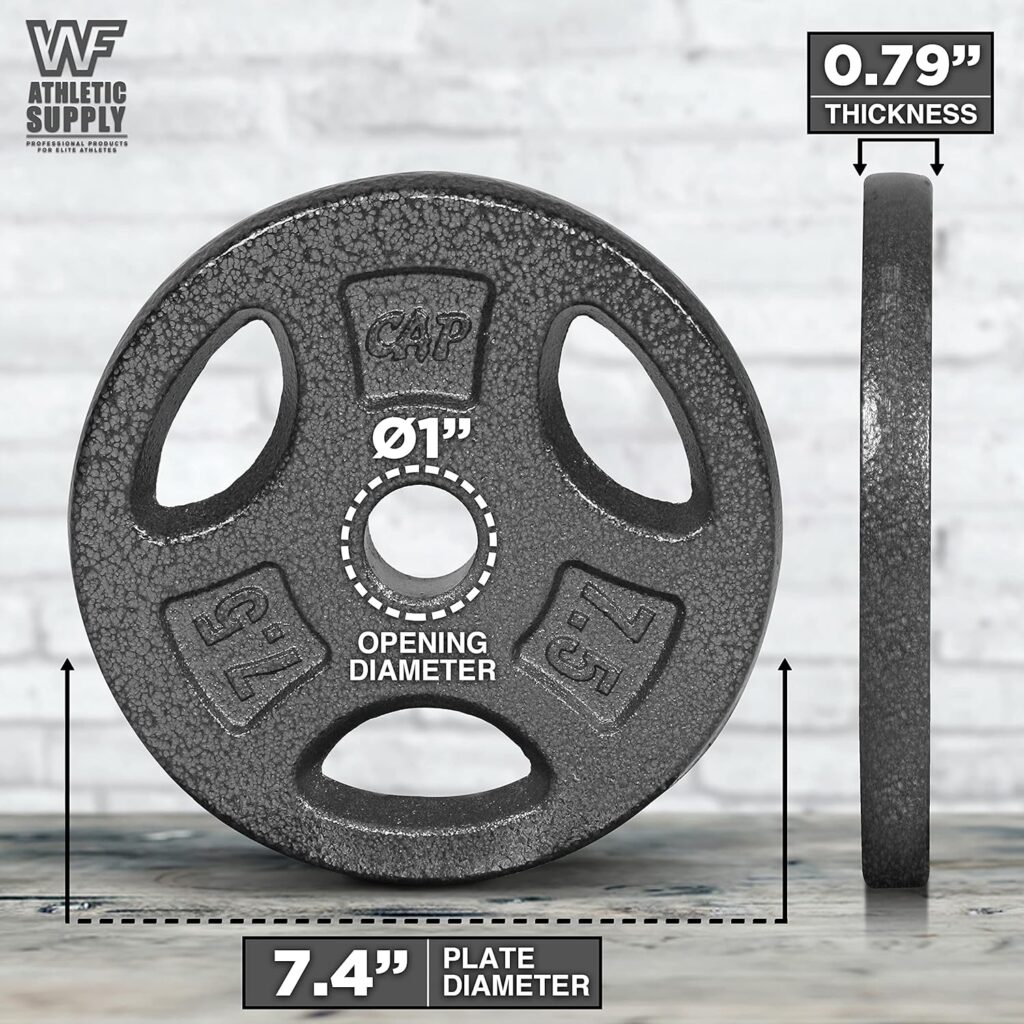 WF Athletic Supply Cast Iron 1-Inch Standard Grip Plate for Strength Training, Muscle Toning, Weight Loss  Crossfit - Multiple Choices Available