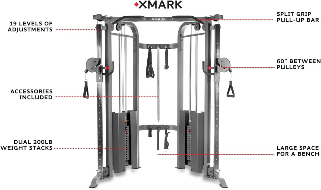 XMark Functional Trainer Cable Machine, Multi-Functional Cable Machine, Upgrade Accessories or Weight Bench Available