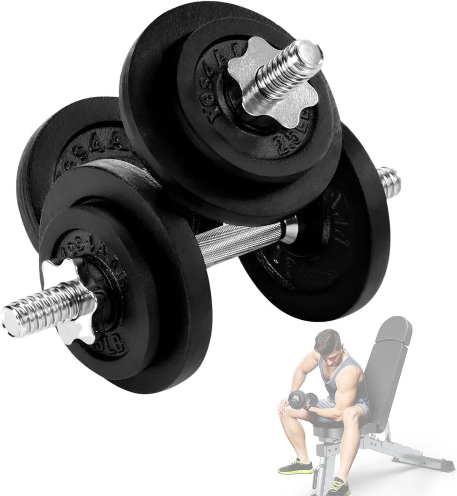 Yes4All Adjustable Dumbbell Set with Weight Plates/Connector - Exercise  Workout Equipment - Size Options 40lbs to 200lbs