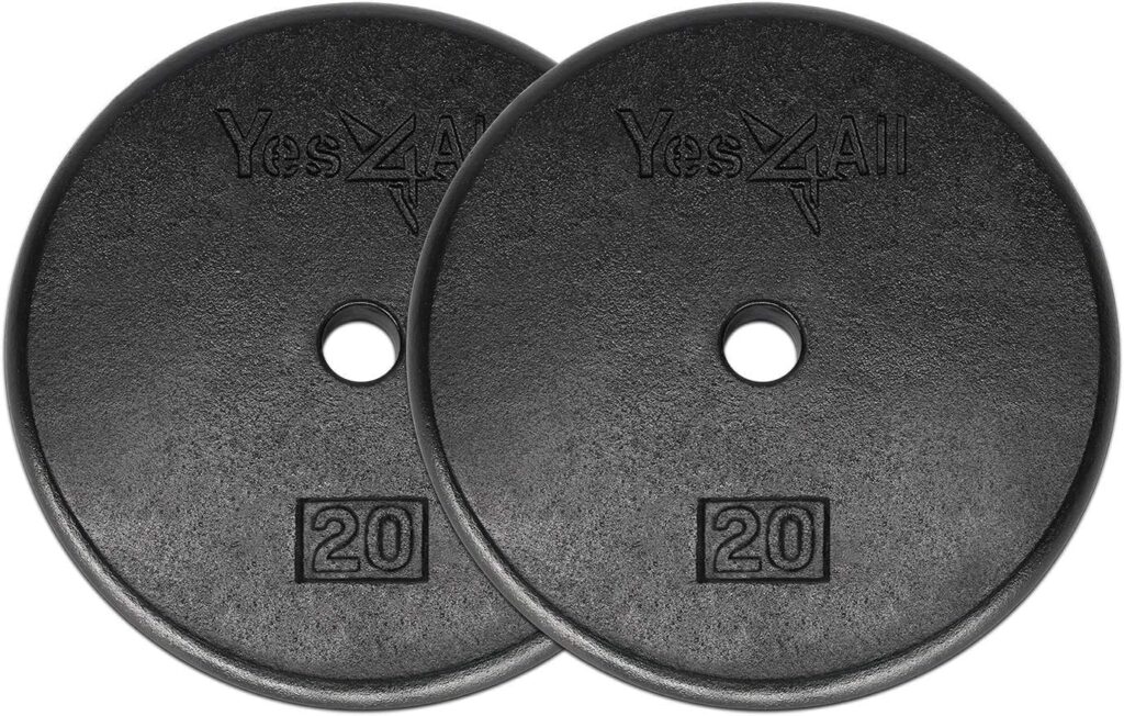 Yes4All Standard 1 Cast Iron Weight Plate - Ideal for Strength Training - Multiple Weight: 5LB to 25LB (Set of 2)