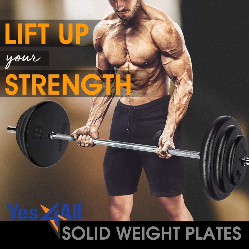 Yes4All Standard 1 Cast Iron Weight Plate - Ideal for Strength Training - Multiple Weight: 5LB to 25LB (Set of 2)