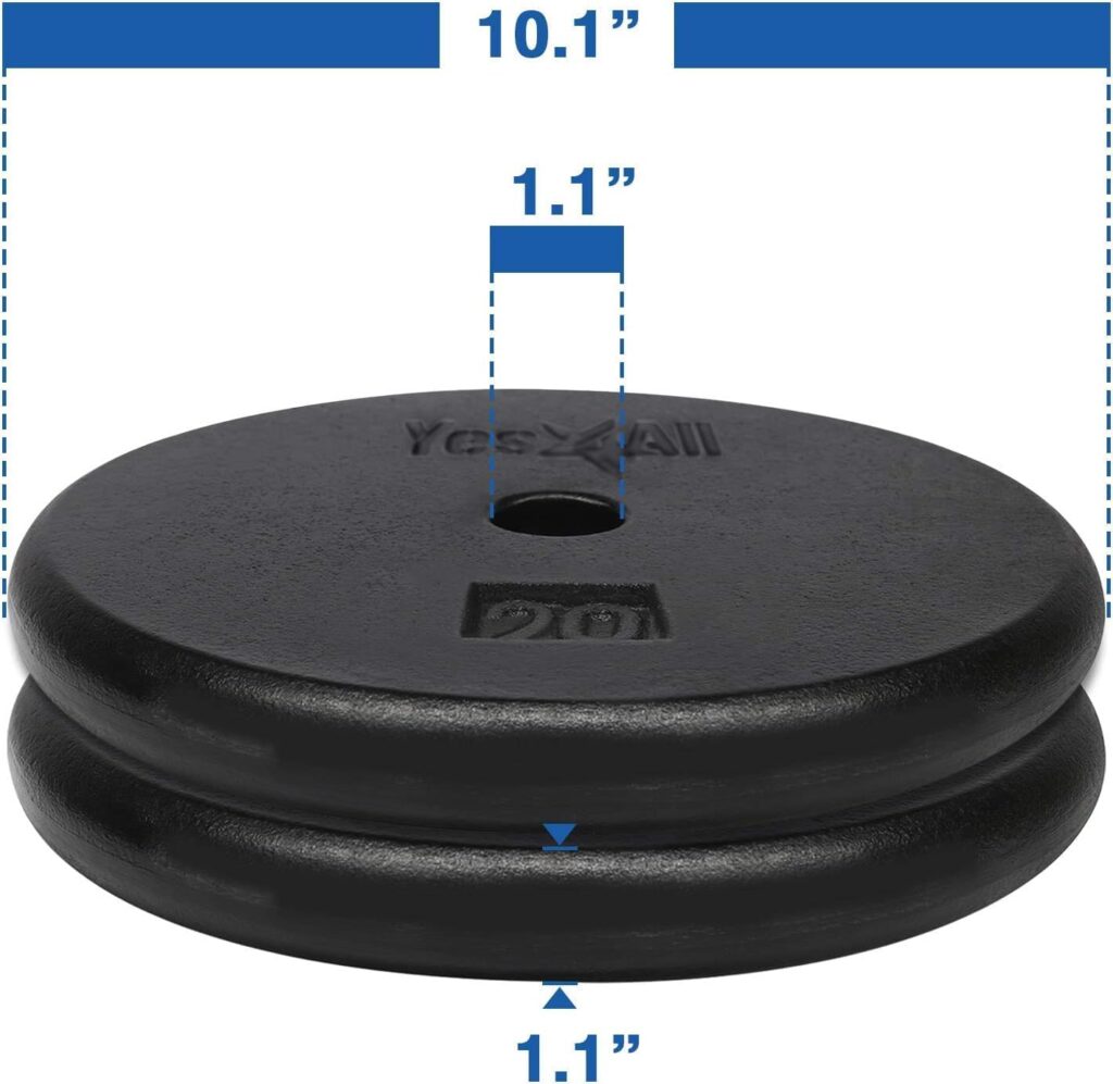 Yes4All Standard 1 Cast Iron Weight Plate - Ideal for Strength Training - Multiple Weight: 5LB to 25LB (Set of 2)