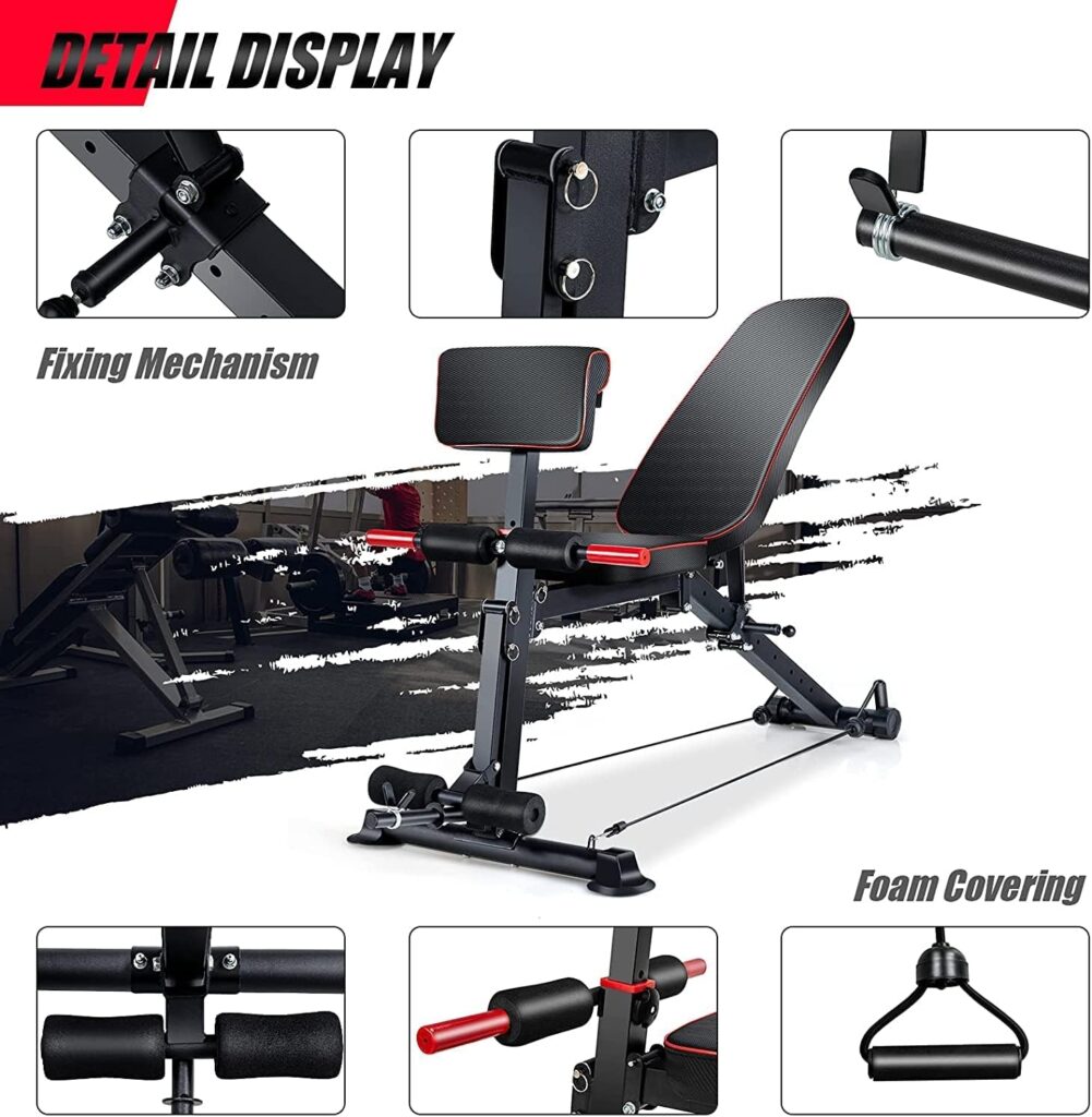 Z ZHICHI Adjustable Weight Bench multi-function Workout Bench for Home Gym,Foldable Incline Decline Benches for Full Body Workout 660LBS