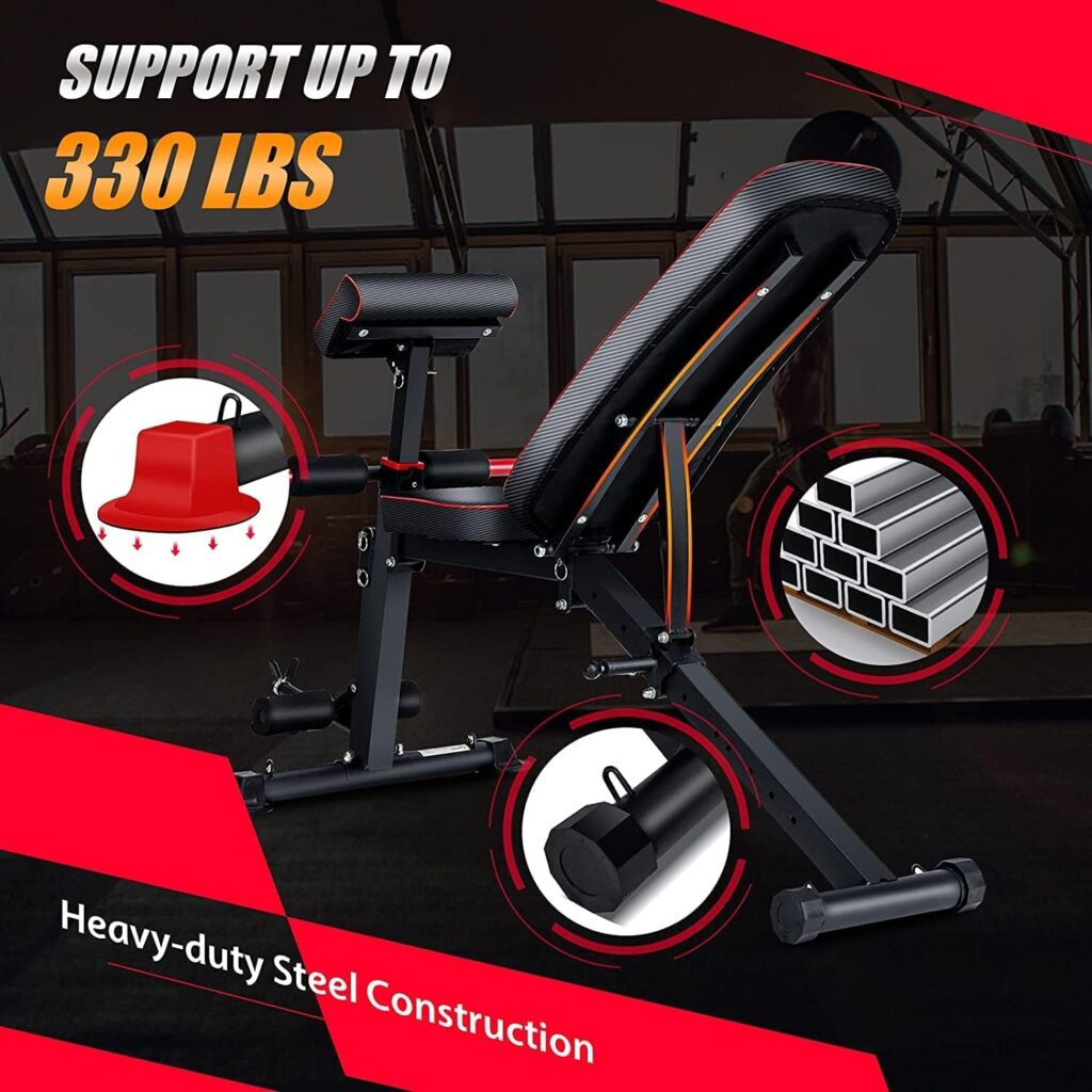 Z ZHICHI Adjustable Weight Bench multi-function Workout Bench for Home Gym,Foldable Incline Decline Benches for Full Body Workout 660LBS