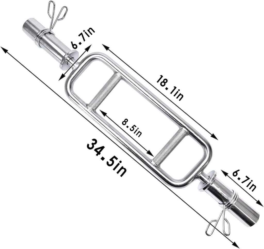 34 Olympic Triceps Bar, Solid Standard Threaded Triceps Bar Deadlift Barbell Home Gym Weightlifting Exercise for Squats, Deadlifts,Shrugs, Max Capacity 200lbs