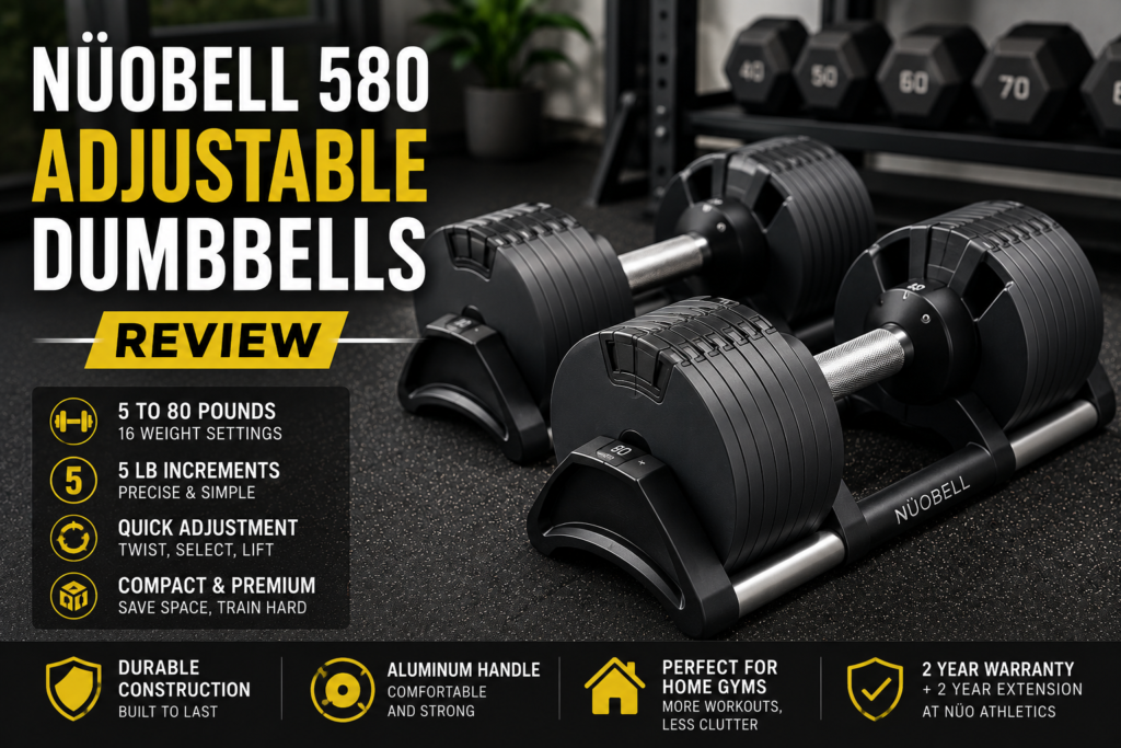 NÜOBELL 580 adjustable dumbbells review for premium home gym strength training