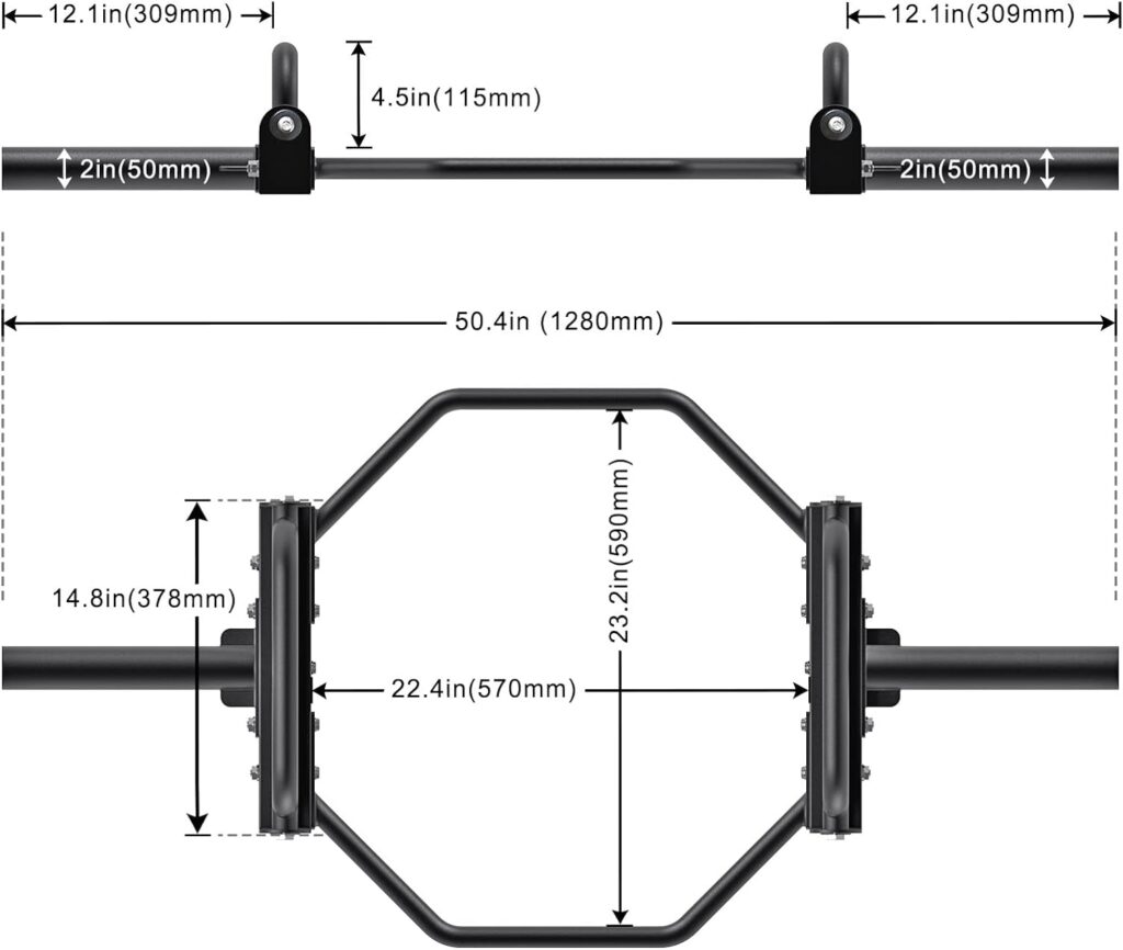 Kipika Barbell Olympic Trap Bar, Hex Bar, Shrug Bar, Deadlift Bar with Stand and Folding Handles for Olympic Weight Lifting, Shrugs, Squats, Solid 2 Inch Steel Sleeve, 1000lbs Weight Capacity