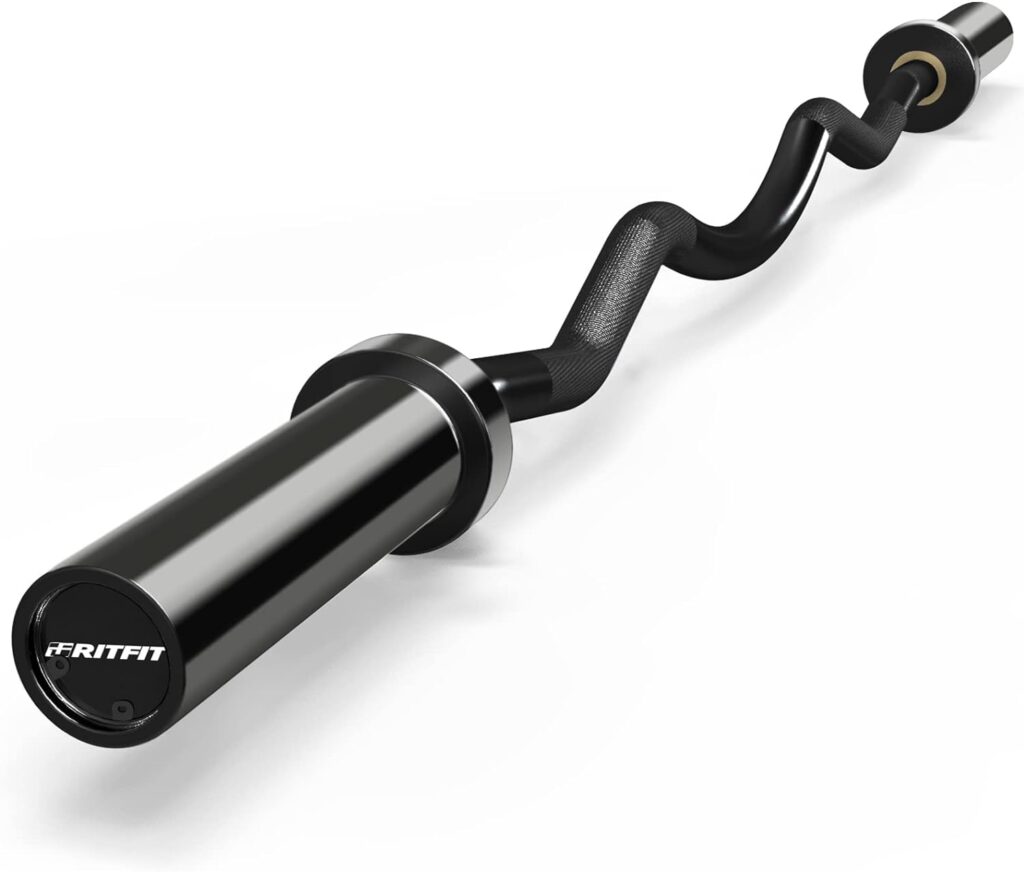 RitFit 2 Inch EZ Curl Bar with Weights, 300LBS Weight Capacity Olympic Curl Barbell for Bicep, Tricep and Weight Lifting Exercises