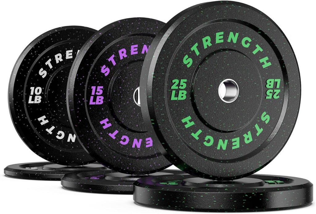 XDDIAS 10/15/25/35/45/55LB Olympic Bumper Plates, High-Bounce Olympic Weight Plates with Colored Fleck-Rubber Weights Plates for Weight Lifting and Strength Training